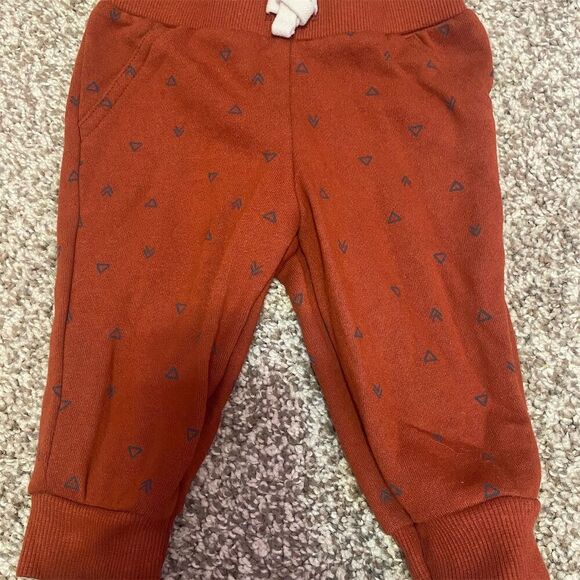 Baby Joggers 6 Months Unisex Brown Triangle Pattern Pants - Picture 1 of 2